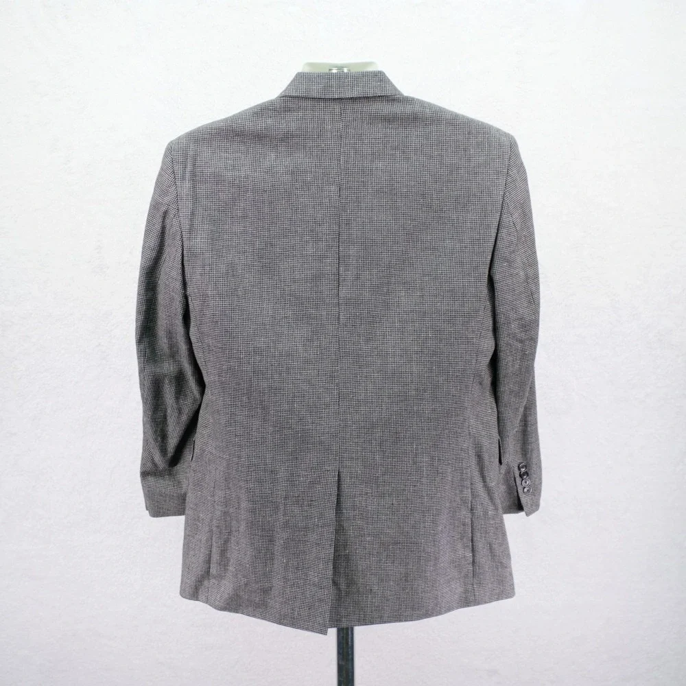 Jos A Bank Linen Tweed Wool Black Gray Check Sport Coat 40R‎ 2 Button Tagged 41R